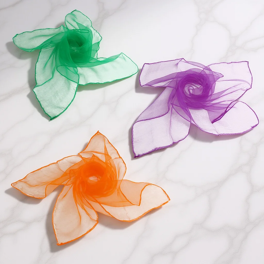 Bufandas de seda con dobladillo, 12 Uds., cuadrado pequeño, 60x60cm, colores surtidos, accesorios de baile de malabares, tela suave y transpirable, ropa cómoda