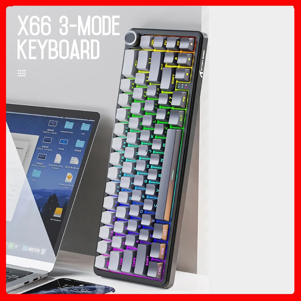 

Attack Shark X66 mechanical keyboard Bluetooth three-mode linear axis heat exchange GASKET structure Agile gaming keyboard