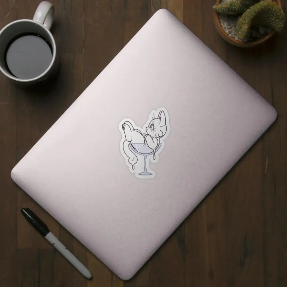 Lotion Katze in einer Tasse Aufkleber für Laptop Dekor Schlafzimmer Auto niedlichen Cartoon Kunst modischen öffentlichen Koffer