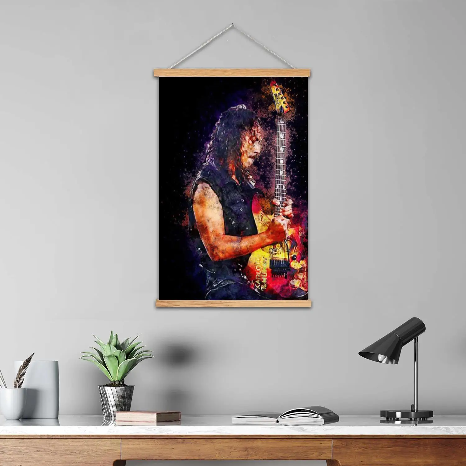 kirk hammett Guitarist Framed Wall Painting Canvas Art Poster and Wall Art,  Modern Family Bedroom Decor, Decorative painting