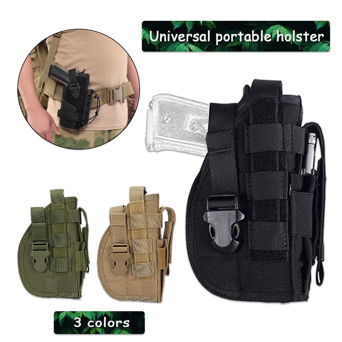 

Tactical Universal Holster Molle Modular Belt Pistol Right Hand Nylon Holsters For Glock 17 19 M9 Colt 1911 92 96 Series Pistol