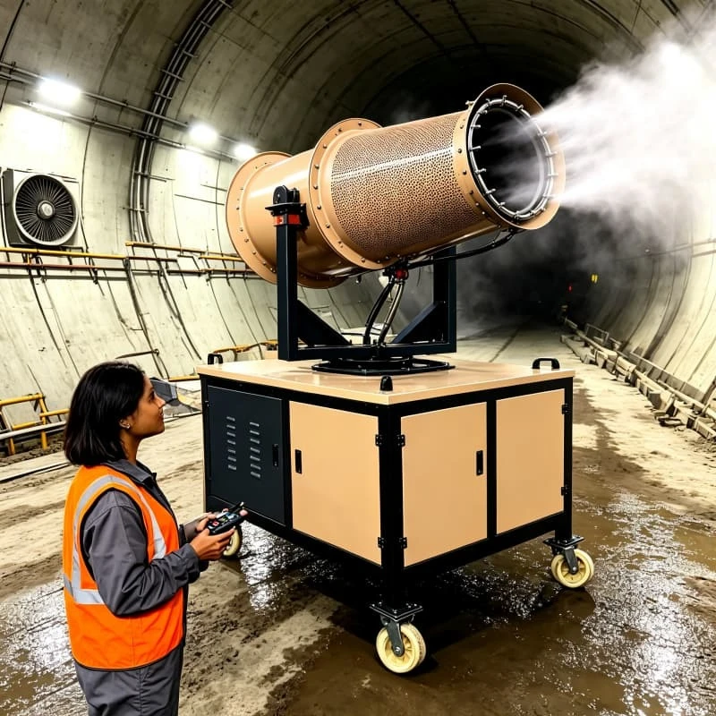 Superior Dust Control Fog Cannon Machine 70m Range For Mining Port Terminal Stockpile Yard Customized