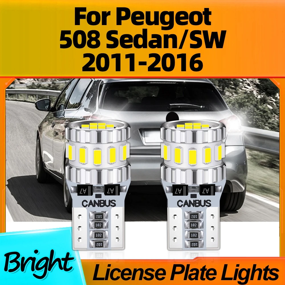 

2Pcs Car Lamps T10 W5W LED License Plate Light 12V Super Bright 800LM For Peugeot 508 Sedan/SW 2011 2012 2013 2014 2015 2016