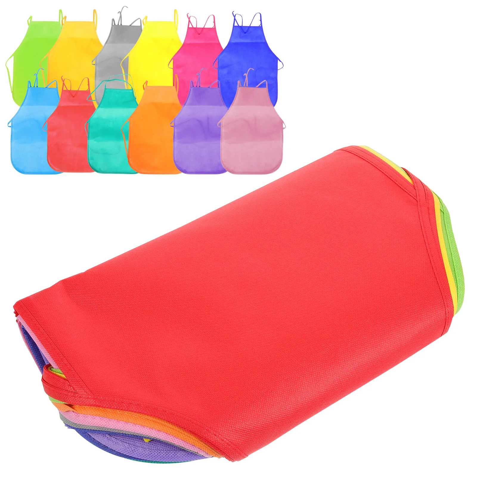 

24Pcs Kids Apron Children Artist Painting Apron Machine Washable Quick Dry Non-Woven for DIY Handmade Grilling Outdoor Bbq 12