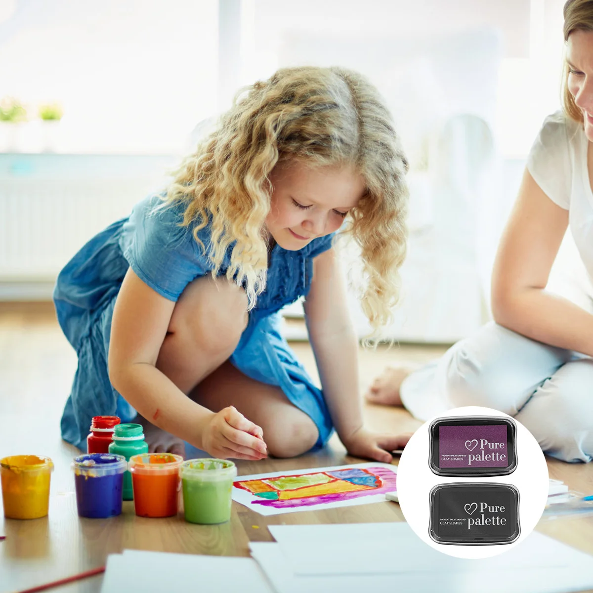 2pcs Colorful Ink Pad Premium Water-Based For Kids Diy Hand Art Craft Projects Stamp Pad Paper Wood Fabric Tool