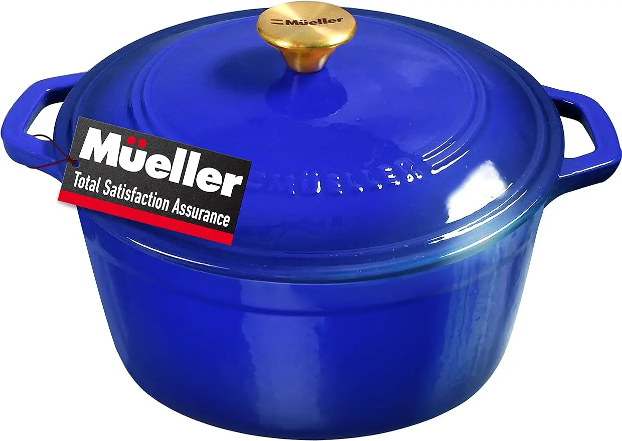 

6qt Enameled Cast Iron Dutch Oven, Heavy-Duty Casserole and Braiser Pan with Lid and Knob, Safe for All Cooktop