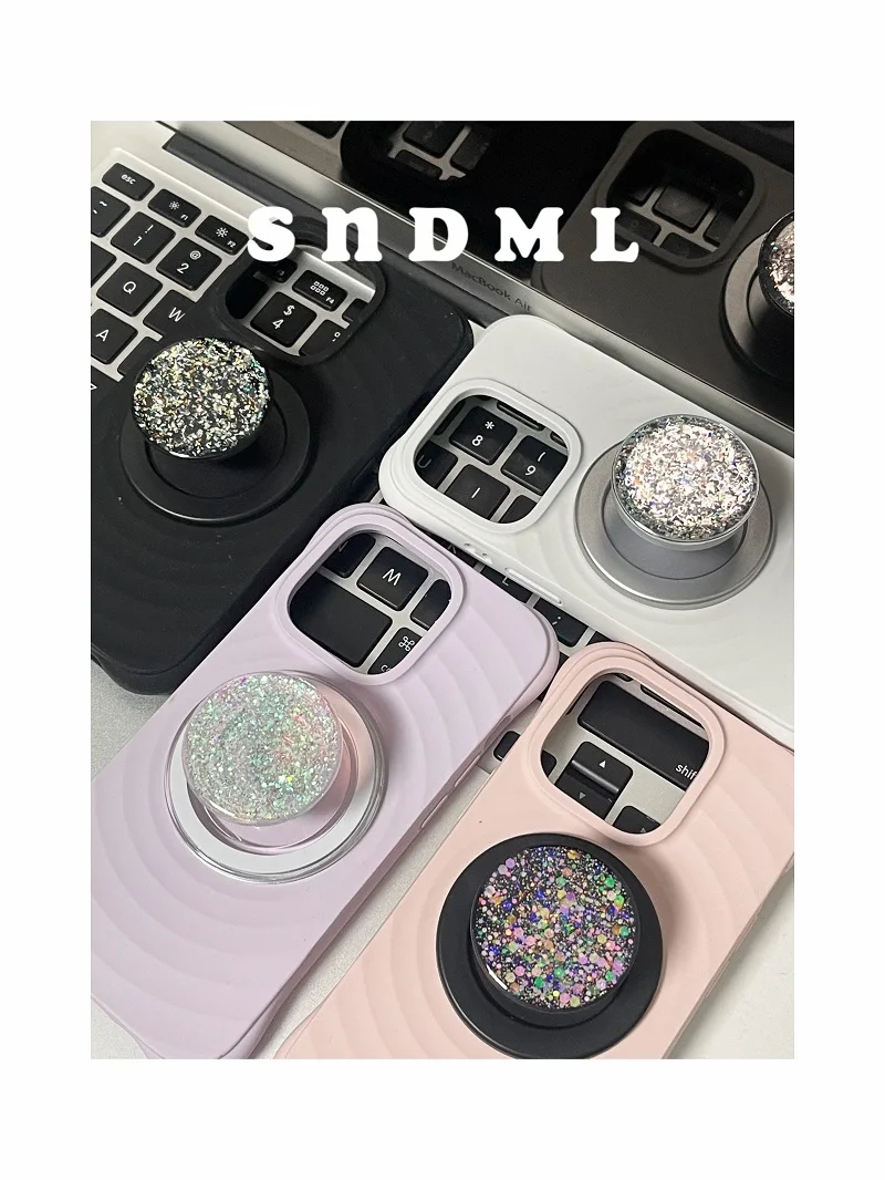 Glitter Bow Flower Magnetic Stand Colorful Laser Popular Phone Grip Folding Holder For iPhone 13 Samsung Crystal Stretch Bracket