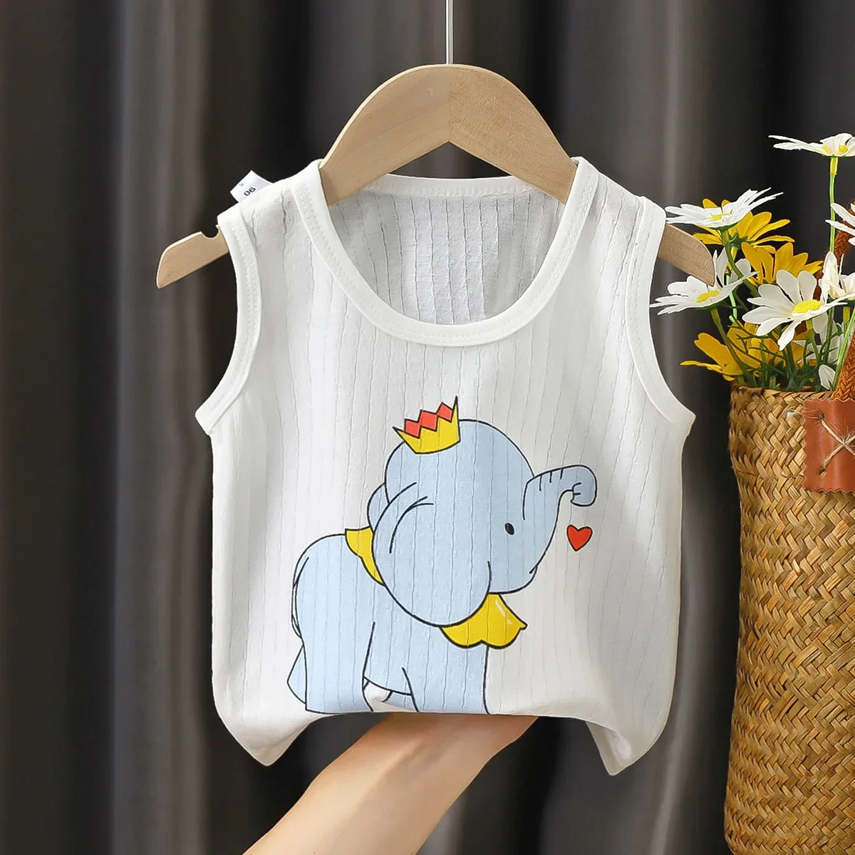 Girls Summer Tee Tops Casual Kids Cartoon Print Sleeveless Cotton Soft T-shirt Children Tank Top