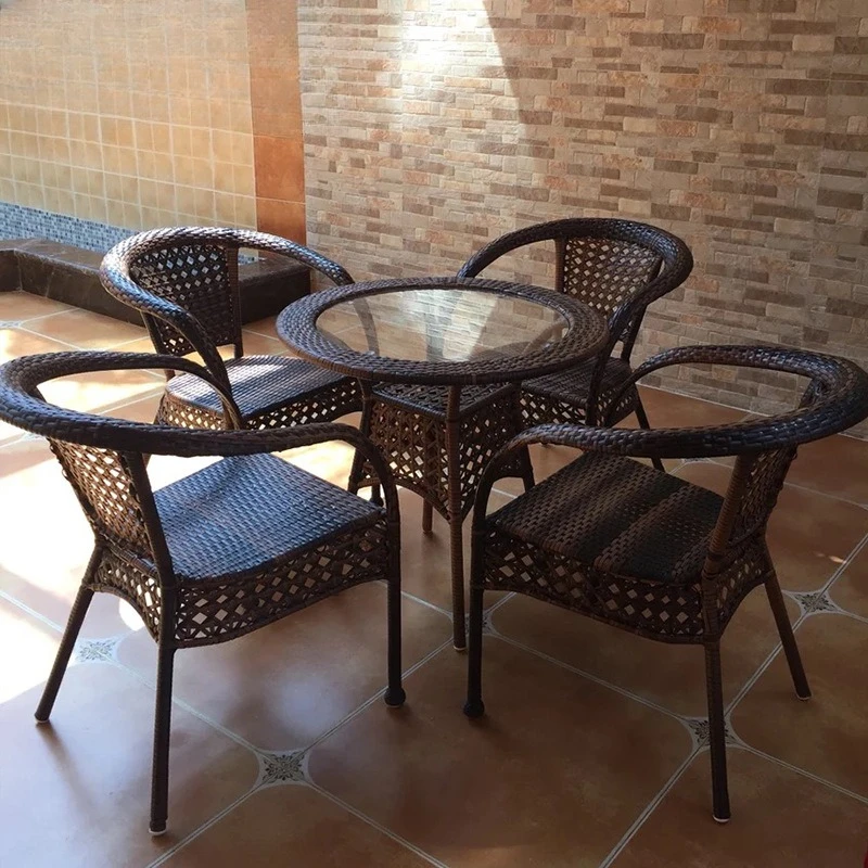 

Outdoor table and chairs courtyard bar villa garden PE rattan chairs lounge patio combination rattan outdoor outdoor alfresco fu