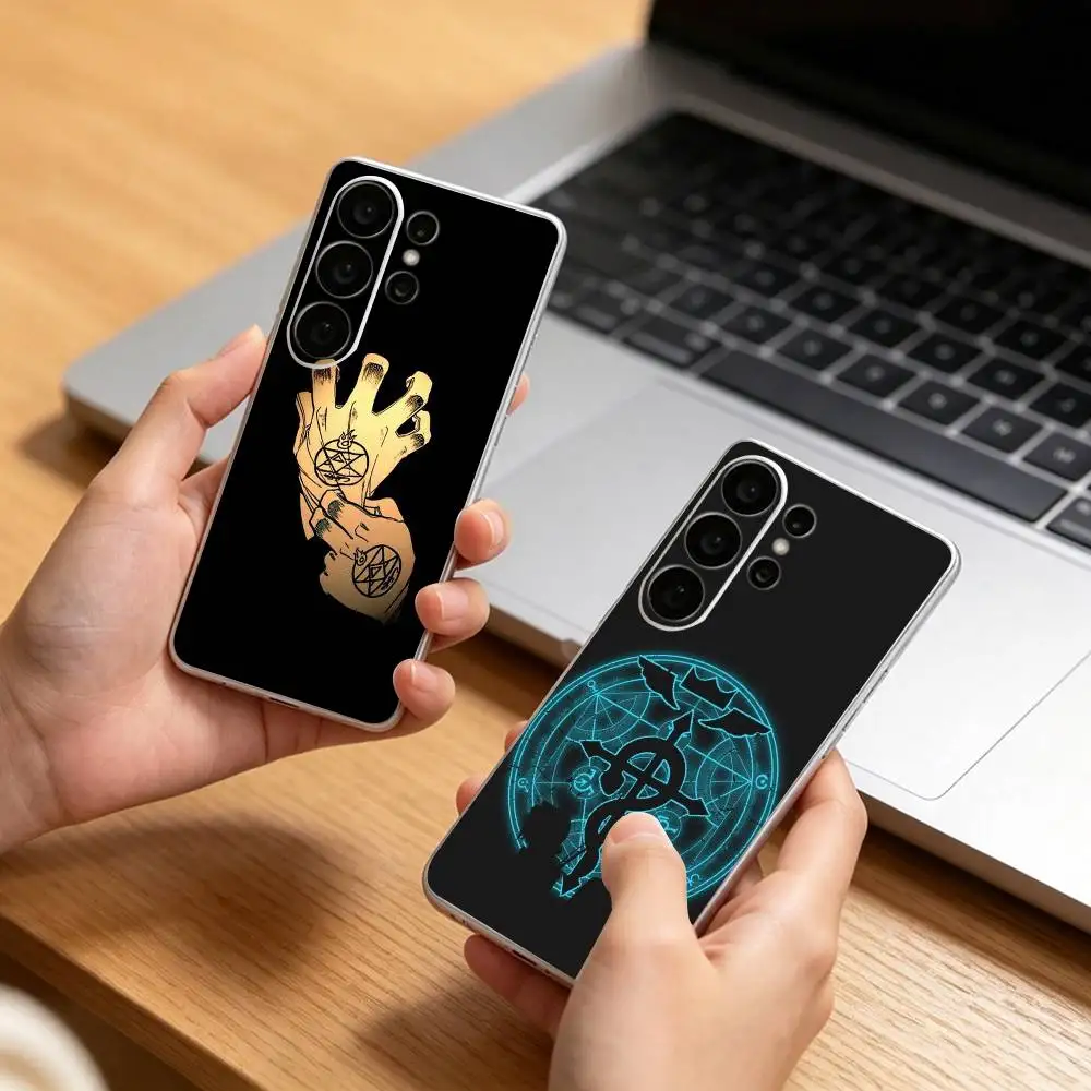 Hype anime F-Fullmetal Alchemist fire Clear Hard Phone Case For Samsung S25,24,23,22,21,10,9,Ultra,Plus,Lite Transparent Cover