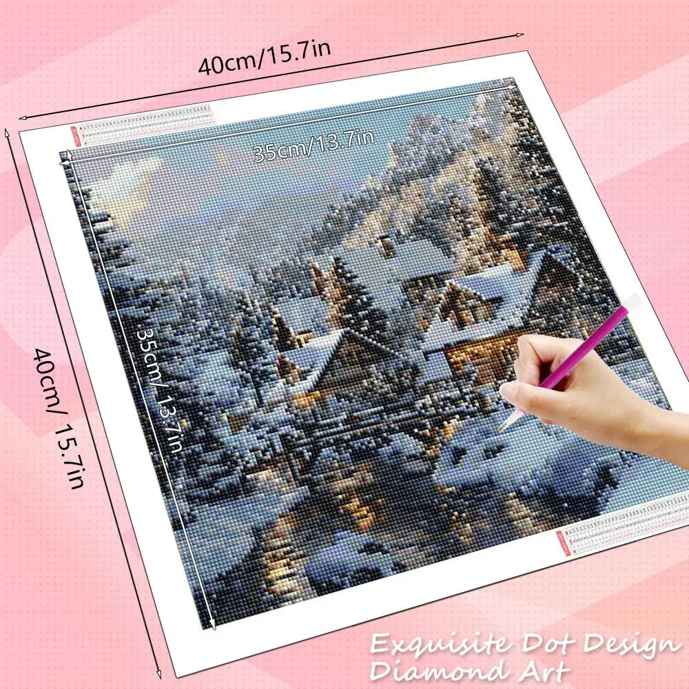 HUACAN الماس اللوحة مجموعات كاملة منزل الشتاء المشهد ديكور المنزل فسيفساء التطريز الراين الصور #2