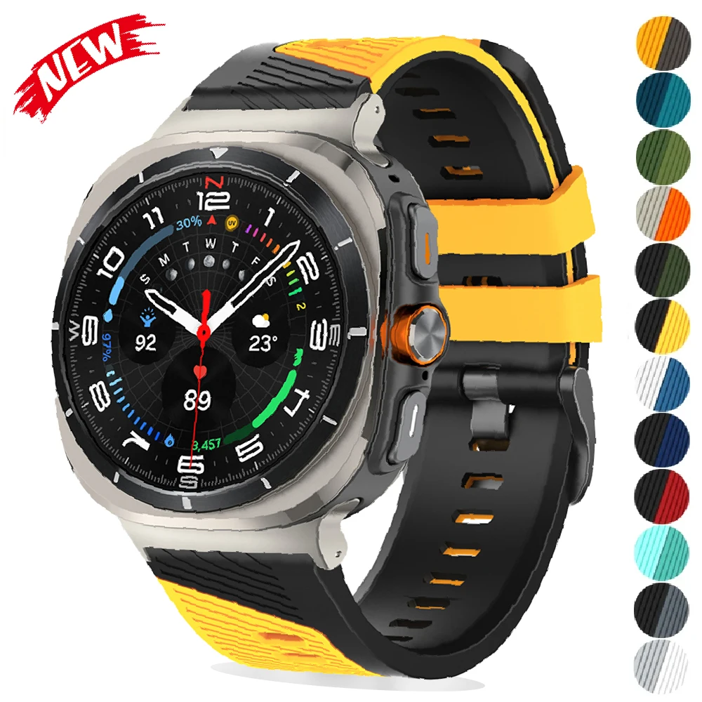 Sports Silicone Strap for Samsung Galaxy Watch8 40 44mm/8Classic 46mm Adjustable Wristband for Galaxy Watch Ultra 2025 2024 47mm