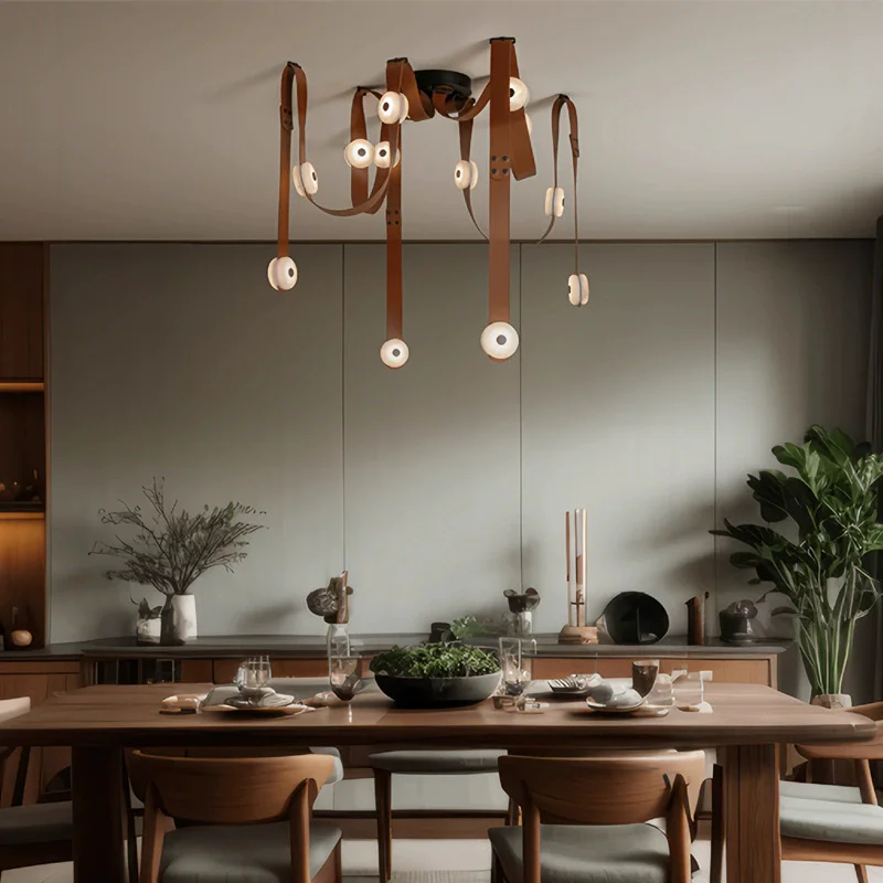 Adjustable Modern Leather Strap LED Pendant Light Brown 5 Adjustable Modern Leather Strap LED Pendant Light Brown
