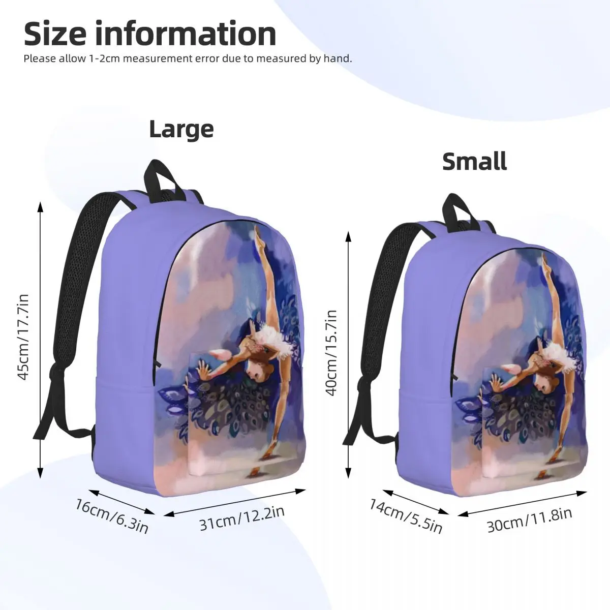 Gymnastics Ballet Art Backpack Painting Streetwear Backpacks Unisex Workout Print School Bags Designer Rucksack Xmas Gift