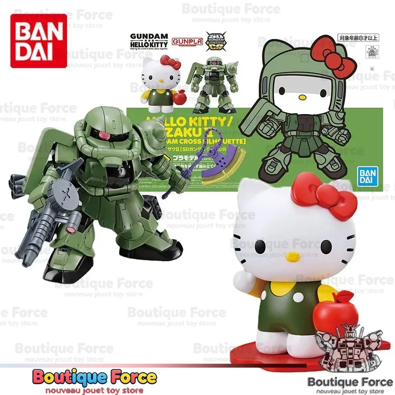 

Bandai Gundam HELLO KITTY ZAKU II Model Kit Gunpla Anime Figure SDCS Collection Authentic Action Toy for Kids