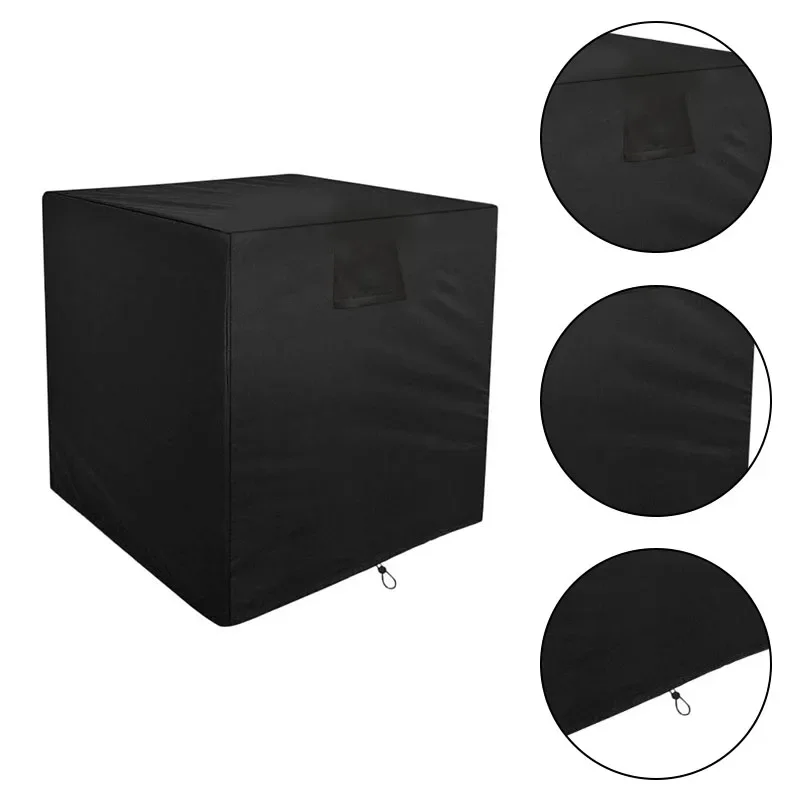 420D أسود في الهواء الطلق غطاء مكيف الهواء مربع الغبار 34*34*38 بوصة للمنزل ملحقات الحمام في الأوراق المالية