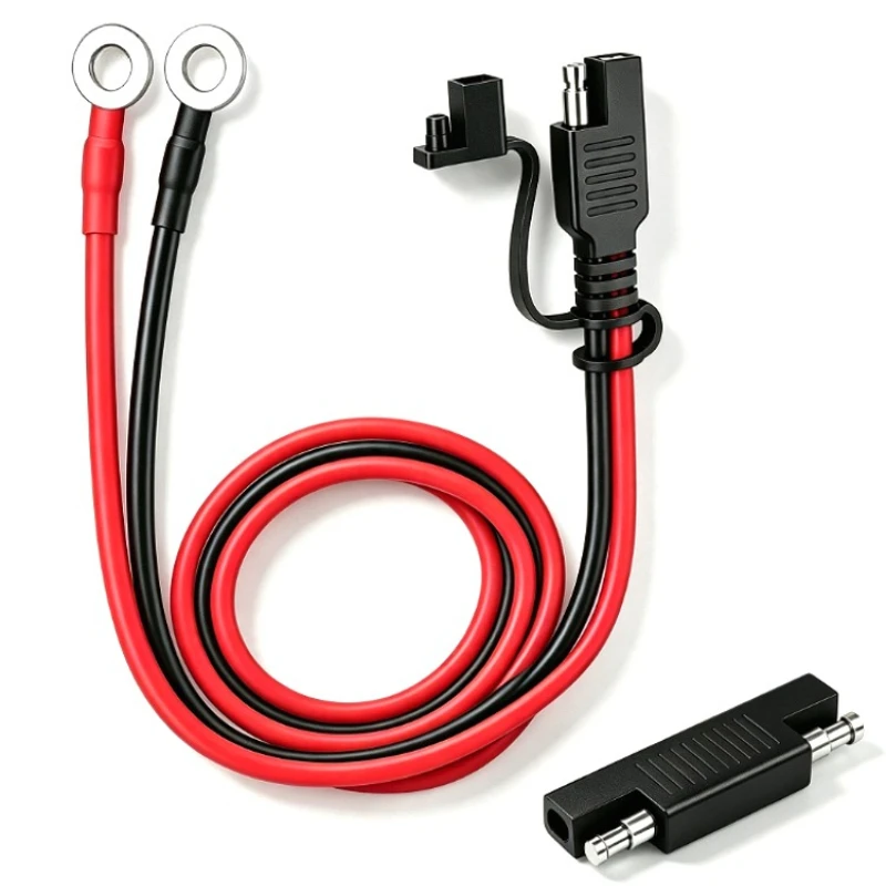 Heavy Duty 10AWG SAE to M8 O Ring Terminal Cable Automotive Power Wire for Car Solar and Storage Battery Connection