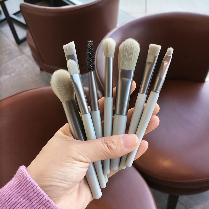 8Pcs Makeup Brush Suit Soft Hair Face Powder Highlight Foundation Powder Eyeshadow Kabuki Blending Make Up Brushes Beauty Tools