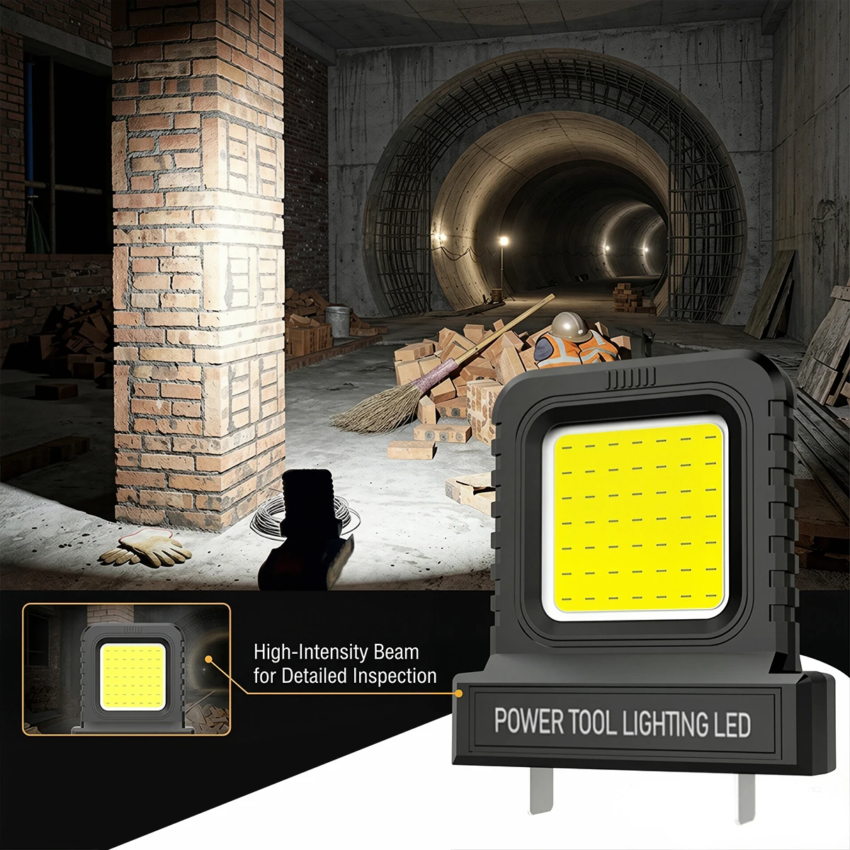 Portable LED Work Light High Brightness Flood Lamp for Garage Workshop Repair Lighting for 20-21V Power Tool Li‑ion Battery Pack