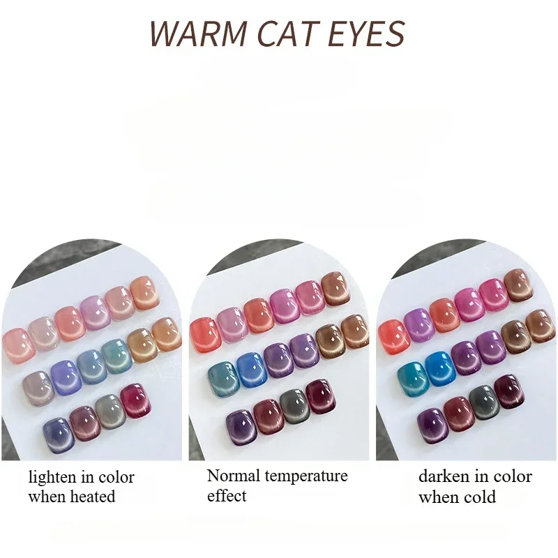 15 ml Thermal Cat Eye Nagelgelpoliermittel Lila Nude Glitzer Funkelnde Temperatur Farbwechsel Semi Permanent Nail Art Gel Lack
