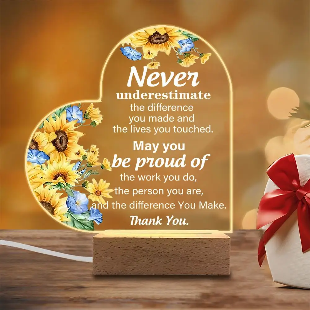 1 قطعة ملحقات التصوير الفوتوغرافي المضيئة من الأكريليك ، قاعدة USB ، هدية زميل الإناث ، تماثيل وداع ملهمة