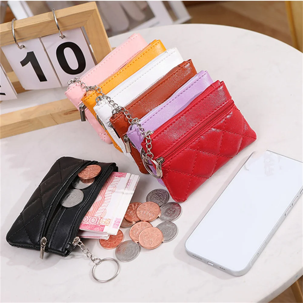 PU Leather Wallets with Key Ring Multifunctional Small Credit Card Pouch Coin Purses Fashion Short Wallets