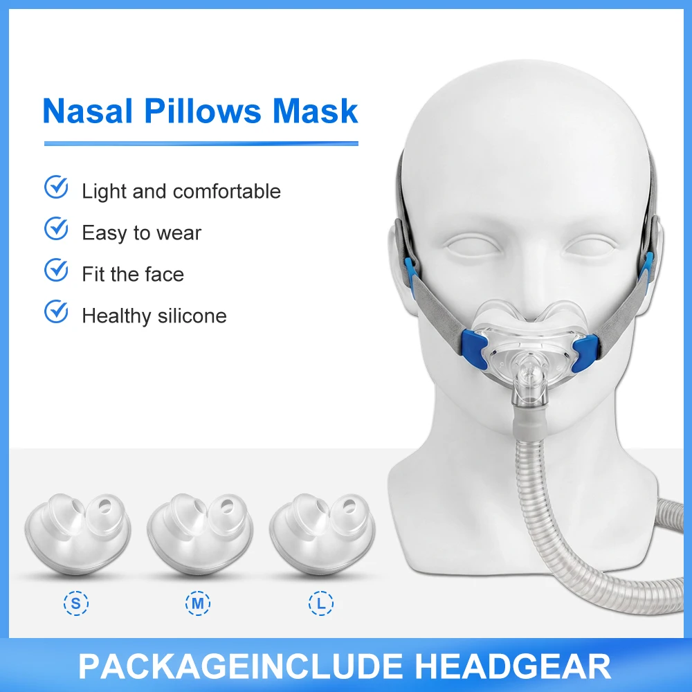 AirFit P10 CPAP Nasal Pillow Assembly Set CPAP P10 Nose Mask Pillow Set Includes Headgear, Tube & 3 Size Cushion for AirFit P10