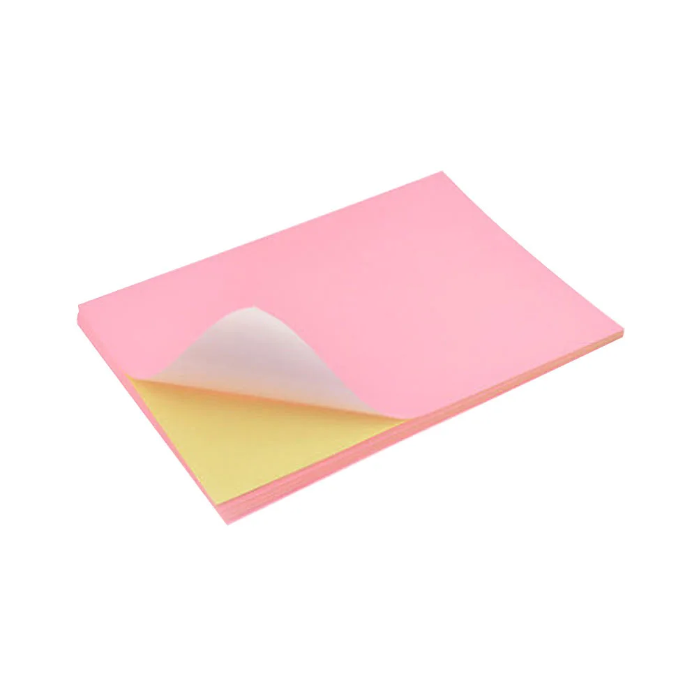 50Pcs Colorful Adhesive Label Paper A4 Size Easy-Tear for Office School Home Organization Colorful Label Paper