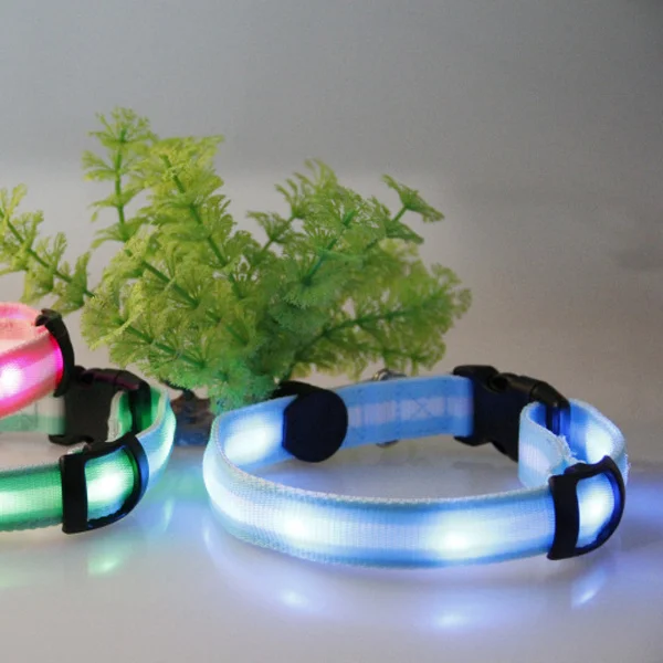 

Adjustable Pet Nylon Flashing Dog Night Safety 33Cm 55Cm 3 Modes Visible 300 Yards Glow Durable For Dogs Blue Light Safety Light