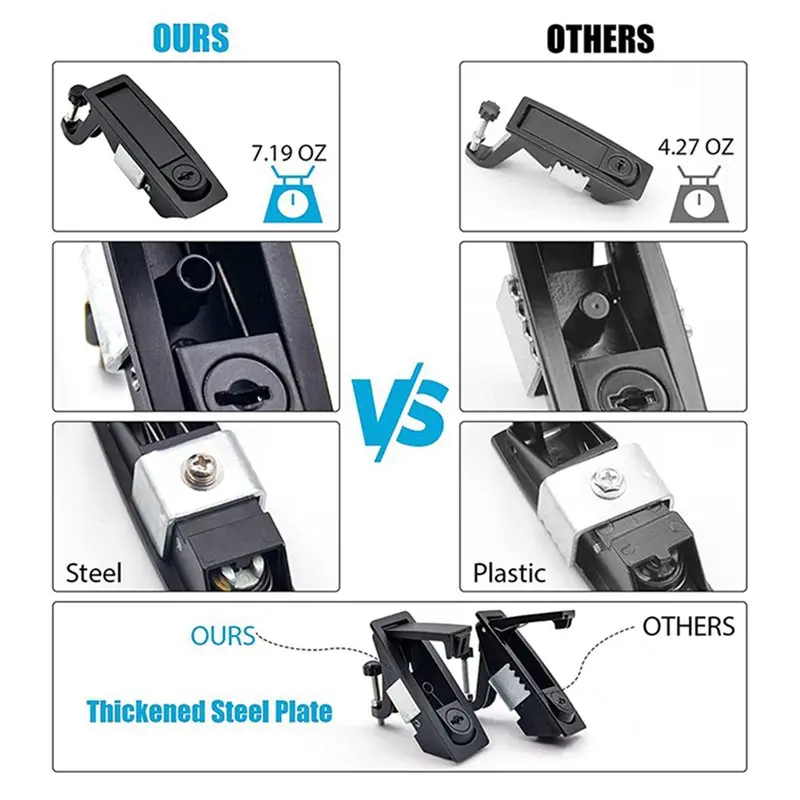 A11M-50PCS Compression Latch Flush Lever Latch Lock For Marine Car RV Door Hand Lock Adjustable Lever Latches Thickness:1-5Mm