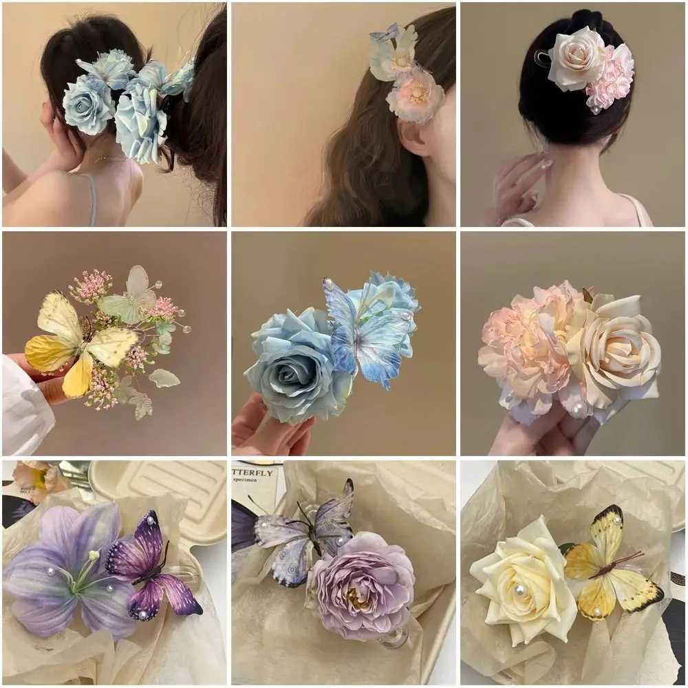 أنيقة البلاستيك زهرة الشعر كليب فراشة رومانسية الشعر مخلب الجانب الانفجارات كليب زهرة الجانب كليب الأطراف #3