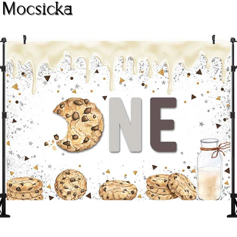 Cookies Carnival First Birthday Backdrop Silver Glitter Photography Background Fiesta Dessert Table Decor Photo Studio Props