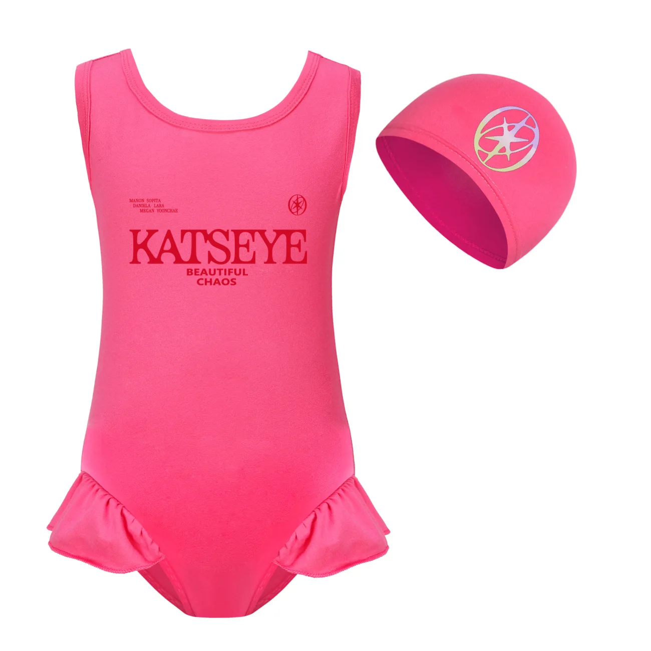 Hot Katseye KPOP Funny Print Costume for Kids 2026 Summer Swimwear Baby Girls One Piece Swimsuit Children Backless Beach Outfits