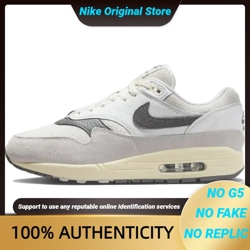 Nike Air Max 1 Light Bone Iron Grey Sneakers shoes HJ3498-007 With Original Box