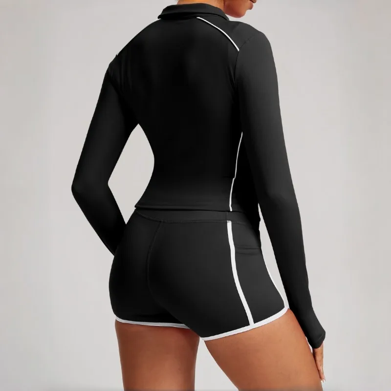 

New Women's Nude Yoga Suit Tight Fitting Quick Drying Sunscreen Breathable Long Sleeved Set Outdoor Running and Fitness Suit