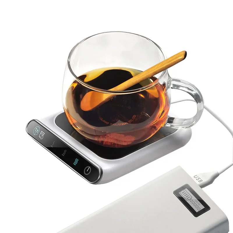 Cangkir kopi pintar 5V USB, bantalan penghangat cangkir susu, minuman pemanas listrik suhu dapat disesuaikan, piring penghangat minuman panas
