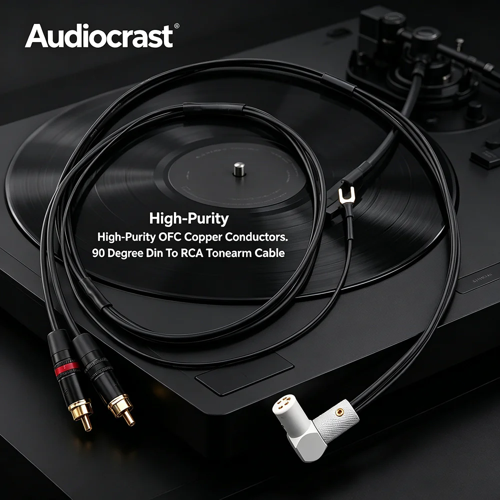 

Audiocrast HiFi 90 Degree 5Pin Din to RCA Tonearm Wire Audiophile Phono Cable for LP Turntable & Amplifier