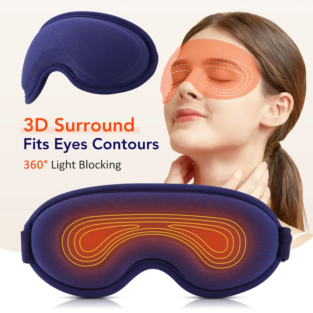 5-Stufen Heißkompresse Elektrische Augenmaske 6 Vibrationsstufen Beheizte Augenmaske 3D-Massage Schlafmaske Warme Augenkompresse für Trockene Augen USB-Augenmassagegerät zur Linderung von