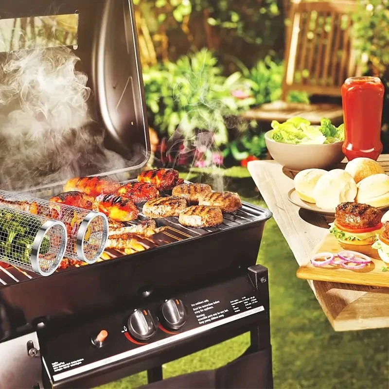 1 pezzo di rete per barbecue, cestino per griglia, ideale per grigliare pesci, verdure, più accessori da cucina e da esterno per la casa all\'aperto