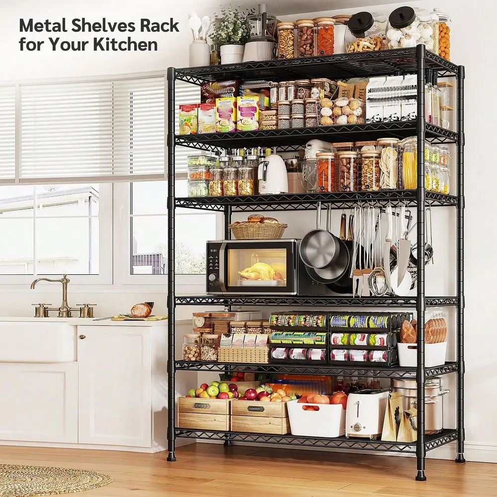 

Garage Shelving Storage Shelf Shelves Tier Metal Wire Storage Shelves 1200LBS Adjustable Shelving Units For Kitchen Bedroom Gara