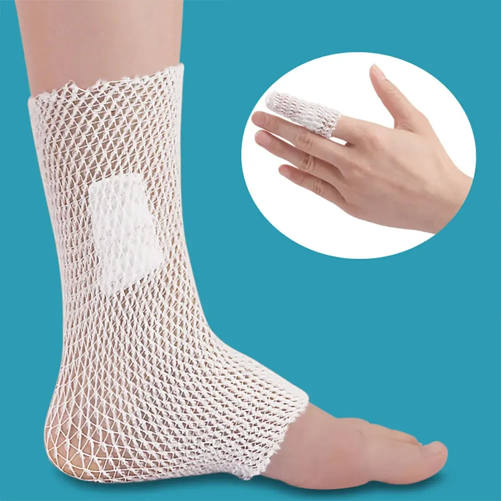 1 Roll Mesh Type Elastic Bandage Fixed Mesh Cover Soft Rebound Breathable Bandage for Finger Hand Leg Head