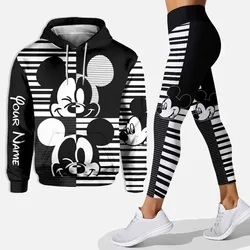 Disney Mickey Mouse Minnie 3D Women's Hoodie and Leggings Suit Minnie Yoga Pants Sweatpants Fashion Sports Suit