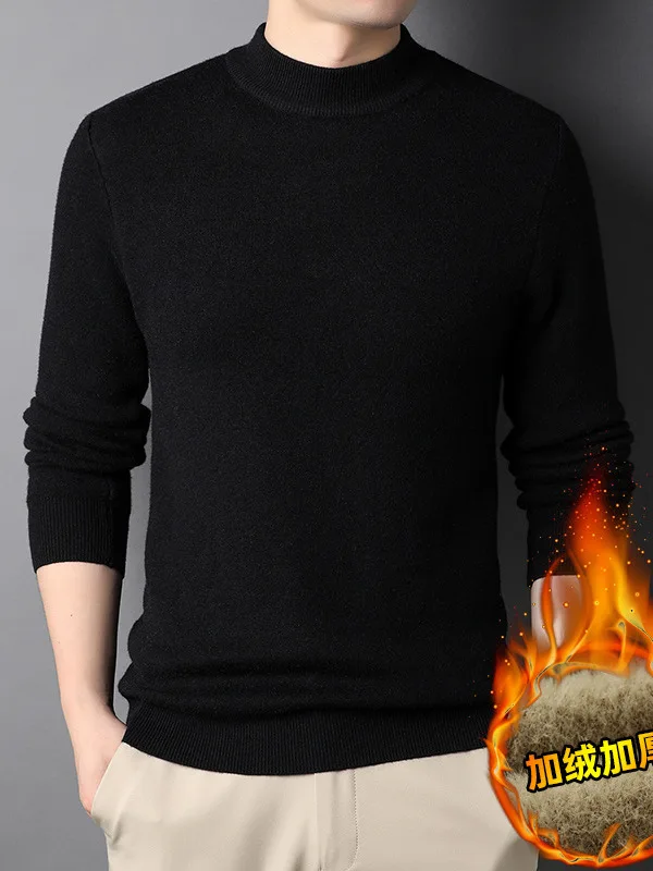 

Мужской зимний трикотаж на подкладке, базовый слой, однотонный бархат из норки, мужская внутренняя одежда f High irt, чистый цвет, универсальный