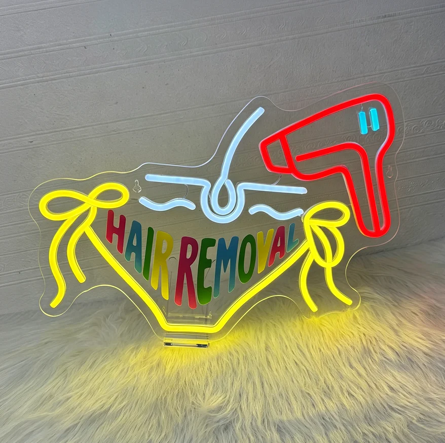 Decorative Sign Plaque Colourful Neon Hair Removal Device, Letter-shaped Hair Removal Device, Suitable For Beauty Salons And Bed
