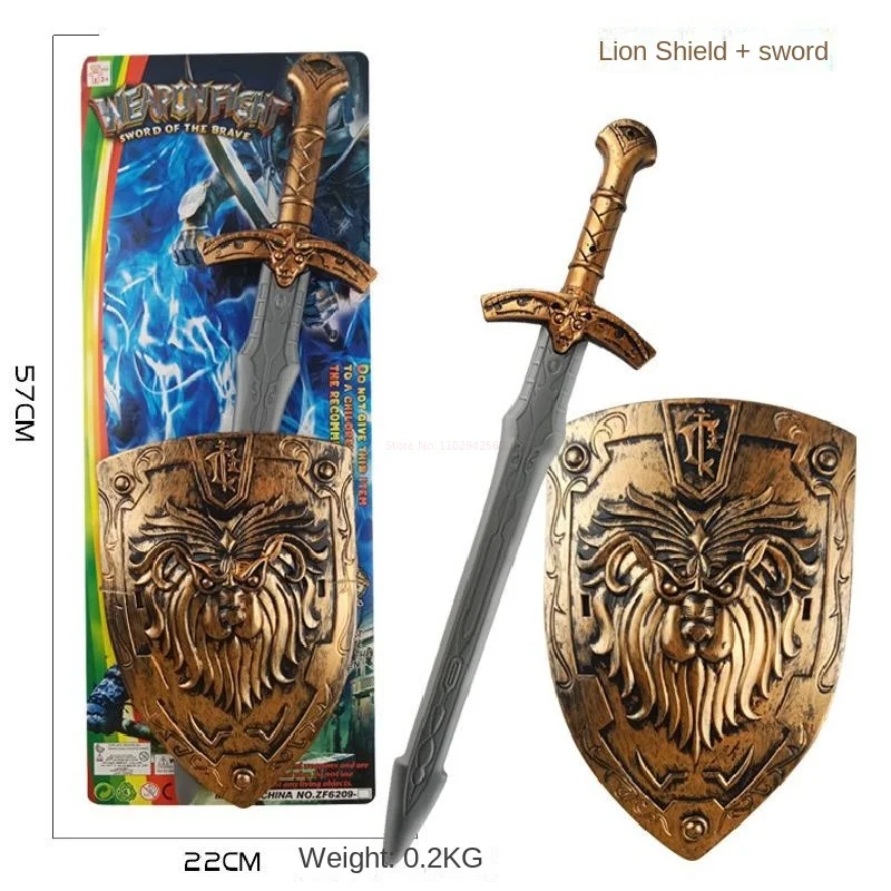 Children Toy Weapon Shield Sword Hand Stage Performance Ancient Costume Acting Props Cosplay Accessories Plastic Safety Toy Gift