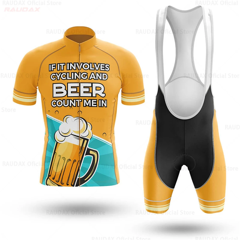 Beer Pattern Summer Cycling Clothing Ropa Ciclismo Hombre Short Sleeve Cycling Jersey Set Mtb Bike Man Uniforme Maillot Bicycle