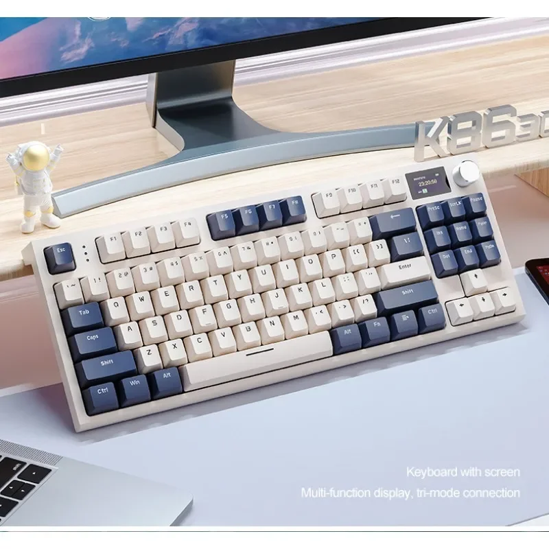 K86 Wireless Hot-Swappable Mechanical Keyboard Bluetooth With Display Screen and Volume Rotary Button for Games and Work