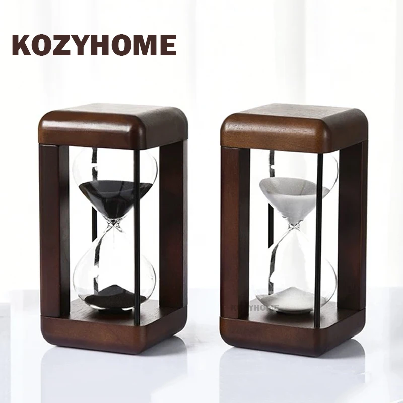 

KOZYHOME Nordic Solid Wood Hourglass 30min Sand Timer Vintage Sand Clock Ornaments for Home Office Best Gifts Presents