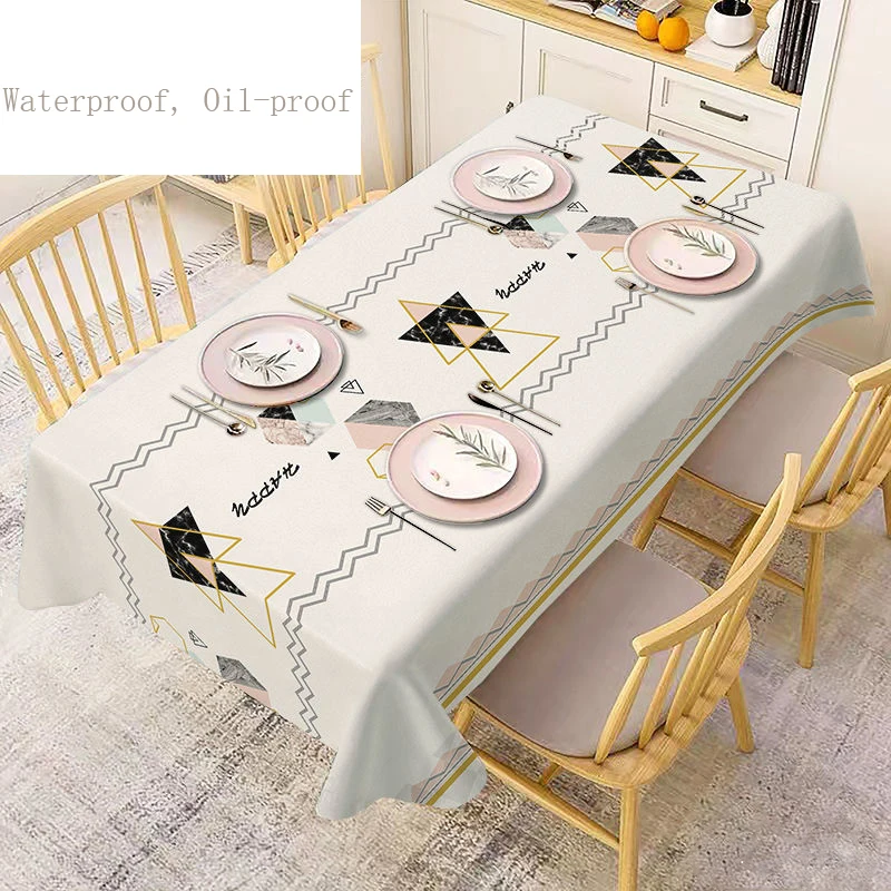 High Quality Modern Style Tablecloth Waterproof Oil-proof Scald-proof PVC Free-wash Tablecloth Home Decor Rectangule Tablecloth