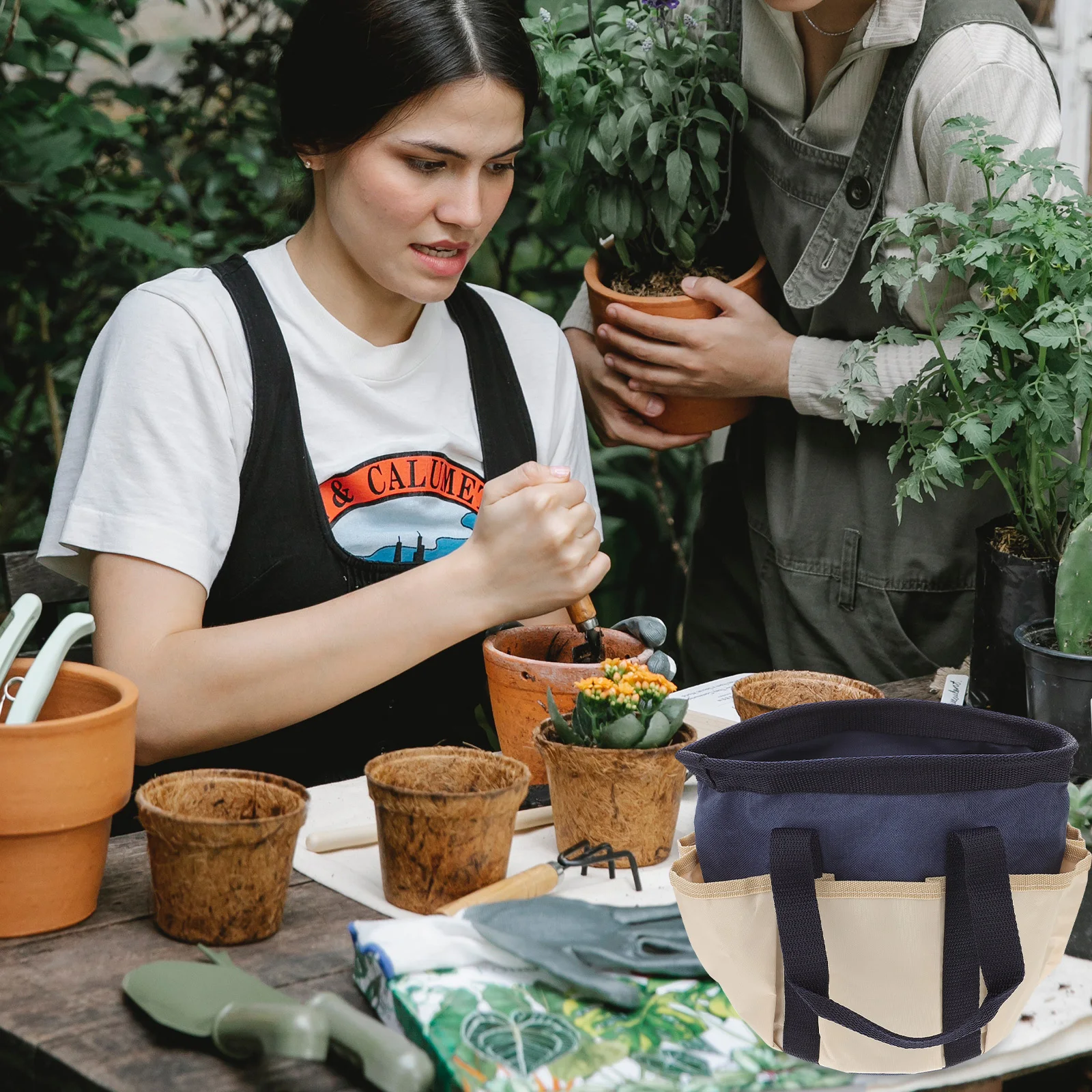 

Heavy Duty Oxford Cloth Garden Tool Bag Compact Portable Lightweight Multiple Pocket Storage Tote Garden Tool Bag